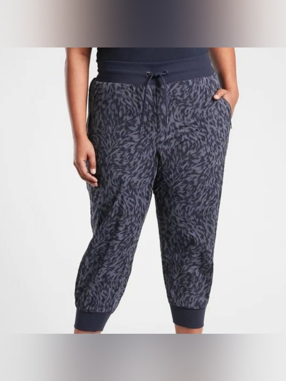 Athleta Trekkie North Printed Crop 23" Jogger Purple Drawstring Waist Sz 26 Plus